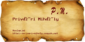 Privári Mihály névjegykártya